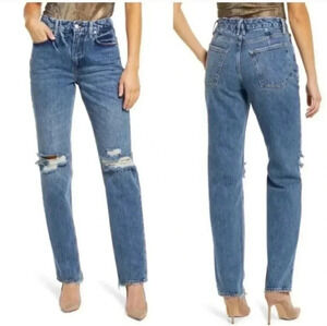 Good American Good 90s Ripped Slim Fit Skinnyish Straight Leg Jeans(2/26)NWT